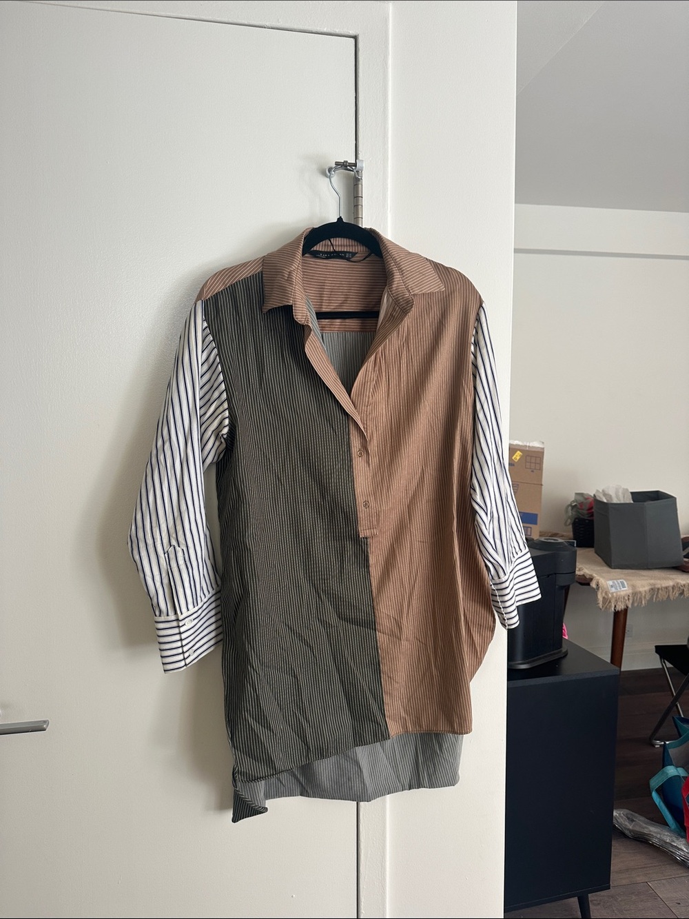 Casual Colorblock Button-Up tunic - Brown & Olive